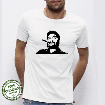Мъжка бяла тениска от 100% органичен памук Che Guevara