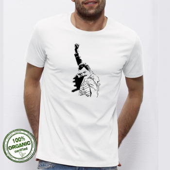 Мъжка бяла тениска от 100% органичен памук Freddie Mercury