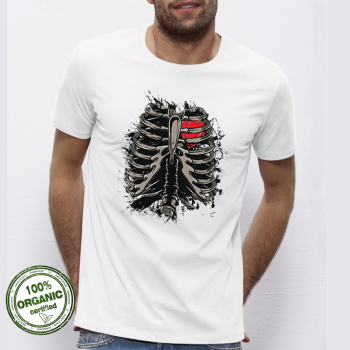 Мъжка бяла тениска от 100% органичен памук Heart