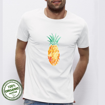 Мъжка бяла тениска от 100% органичен памук Pineapple Мъжка бяла тениска от 100% органичен памук Pineapple