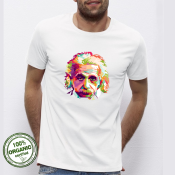 Мъжка бяла тениска с принт от 100% органичен памук Einstein Мъжка бяла тениска с принт от 100% органичен памук Einstein