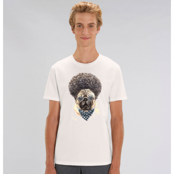 Мъжка тениска от 100% органичен памук в бял цвят Afro Dog Мъжка тениска от 100% органичен памук в бял цвят Afro Dog