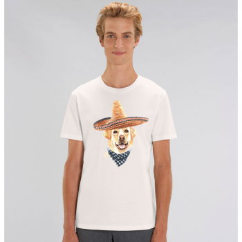 Мъжка тениска от 100% органичен памук в бял цвят Sombrero Dog Мъжка тениска от 100% органичен памук в бял цвят Sombrero Dog